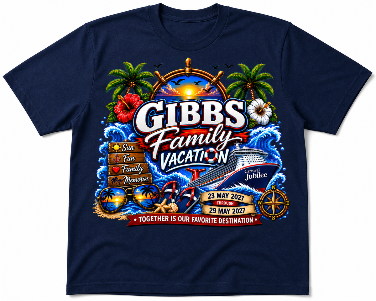 Gibbs Family Vacation Cruise T-Shirt | Carnival Jubilee 2027